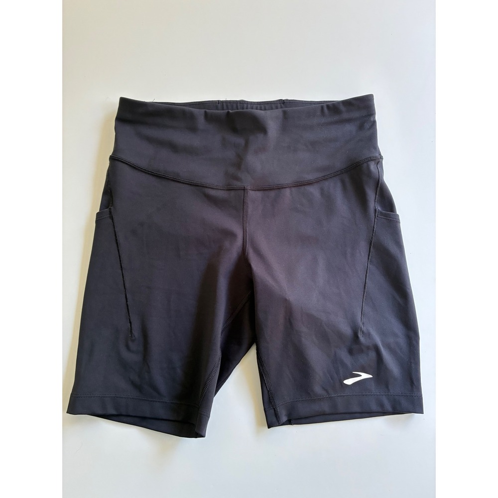 Brooks Womens Medium Method 7.5" Short Tights Black High Rise Running Workout